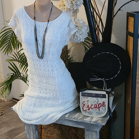 SALE TODAY BEAUTIFUL WHITE LACE MIDI 14 P SIZE - Picture 2 of 16